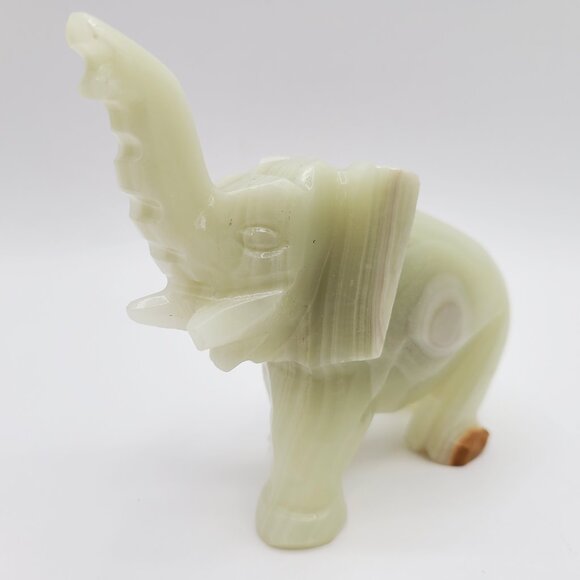 FINAL CLEARANCE Vintage Carved Stone Onyx Elephant Figurine Trunk Up Good Luck - Picture 7 of 12